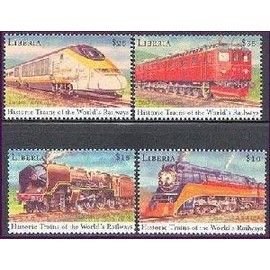 2000 Historic Trains of The World's Railways, Collectible Set of 4 Stamps, Mint Never Hinged