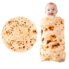 Bunnikins & Clover Baby Tortilla Blanket, Baby Burritos Swaddle Blanket, Taco Blanket for Newborn Toddler, Soft Flannel Wrap Blanket Funny Gifts for Shower Boy Girl 0-3 6 9 Months, 36 inches