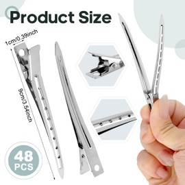 Pack of 48 Women's Metal Hairdressing Hair Clips, 9 cm Silver Hair Clips, Hairdressing Supplies, EnteBill Section Clips, Hairdressing with Holes, Hair Clips for Hairdressing Salons, Styling