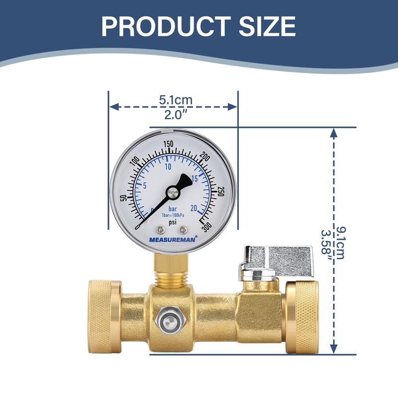 MEASUREMAN Air Over Water Test Kit, 2” Dial, 0-300 PSI,