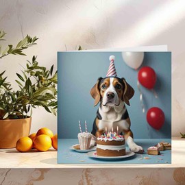 Beagle Birthday Card 145 x 145mm
