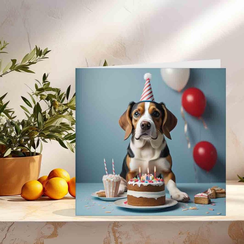 Beagle Birthday Card 145 x 145mm