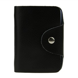 Fake Face® Unisex Quality Real Leather Credit Card Case Card Holder with 26 Klarsichtfächer, BLACK (Black) - CAD-WAL-000003-DE