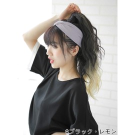 Bright Lara cy73x-K-AP Wig, Gradient Ponytail, Long, Two-Tone Wave, One Touch Extensions