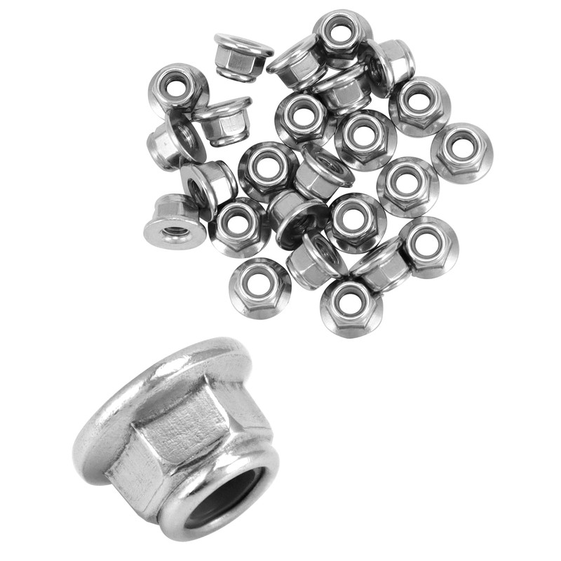 QWORK® 25pcs M5 Flange Nuts Stainless Steel 304 Locking Nuts