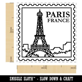 Paris France Eiffel Tower Destination Travel Self-Inking Rubber Stamp Ink Stamper - 1 Inch Small - Black Ink