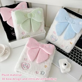 EHERDM Cute Plush Photocard Binder with 20pcs Transparent Inner Pages A6 Kpop Photo Album Book Double-sided 4-Pocket Inside Pages 3-Inch Kpop Card Holder Green