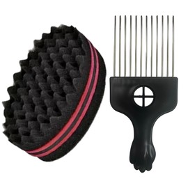 Hair Sponge & Pick (Pack) Afro Comb, Hair Pick and & Hair Styling Sponge