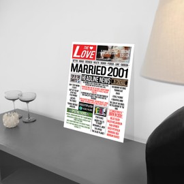 Stuff4 24th Anniversary Poster Unframed - Married In 2001 Newspaper - Happy 24th Wedding Anniversary for Men Women Vintage Gifts Retro Back In 2001, 8x10 Inch Twenty-Fourth Anniversaries Posters