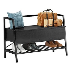 IRONCK Storage Bench with Lift Top Box, Entryway Shoe Bench with Shoe Rack, Entry Bench Shoe Organizer for Entryway, Bedroom, Hallway, Industrial, Black