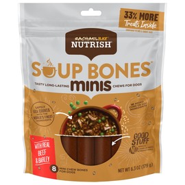 Nutrish Rachael Ray Soup Bones Minis Dog Chews with Real Chicken & Veggies, 8 Chews, 6.3 oz Pouch (Pack of 7)