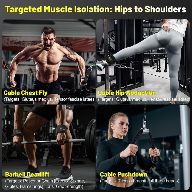 Cable Attachments for Gym, LAT Pulldown & Cable Machine Attachment