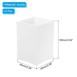 PATIKIL Acrylic Pen Holder, 2 Pack Pencil Holder Pen Organizer Pencil Cup Makeup Brush Holder for Desk Accessories Office Home Supplies, White