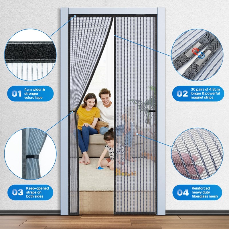 LOVIGA Heavy Duty Magnetic Screen Door 40 x 83 in,