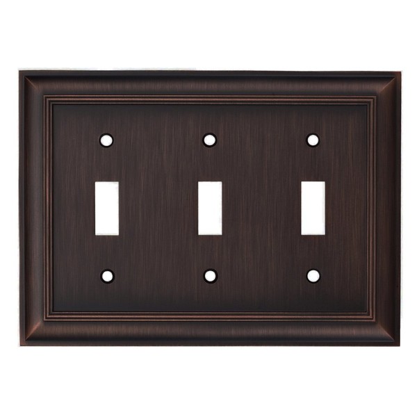 allen + roth 3-Gang Oil-Rubbed Bronze Standard Triple Toggle Metal Wall Plate