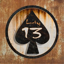 ProSticker 302 (One) 4" Lucky 13 Ace of Spades Rat Rod Rusty Decal