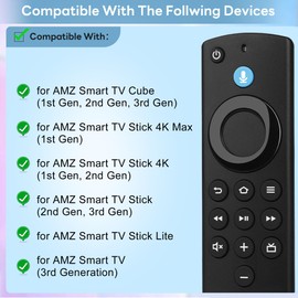 Remote Control Replacement Compatible with Fire Series Smart TV 4K, Cube (1st Gen/2nd Gen/3rd Gen), Replacement FireStick Remote (4K Max/2nd Gen/3rd Gen/Lite) with Voice Control