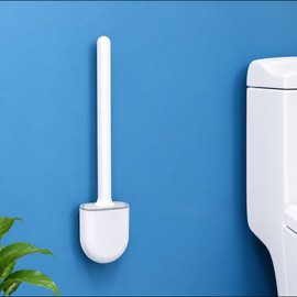 Long Handle Toilet Brush for Bathroom Cleaning – Wall-Hanging Silicone Brush with Easy-Clean Design