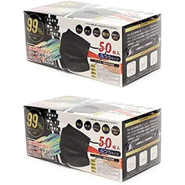 Alpha Disposable Mask, Color Non-woven Mask, Regular Size, 50 Pieces (2 Boxes, Black)