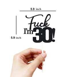 30 decoraciones para tartas de cumpleaños, purpurina negra, divertida decoración para tartas de 30 años para hombres, 30 decoraciones para tartas para mujeres, decoraciones de 30 cumpleaños, decoración para tartas de 30 cumpleaños (purpurina de doble car