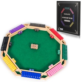 Vamslove Upgraded 2-8 Players Shut The Box Dice Game-Colorful 8-Way Wooden Board Table Math Game with 16 +6 Dices - Close The Box for Kids, Adults Families Party Club (Instruction Included)