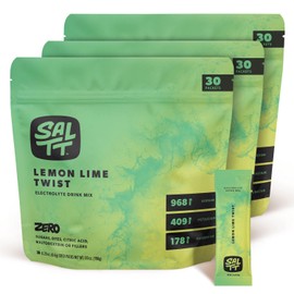 Keto Chow SALTT Electrolytes Powder Flavored Drink Mix - Lemon Lime Twist - 90 Hydration Packets - Magnesium, Potassium, Sodium, Trace Minerals - Zero Sugar & Gluten Free - 3 Packs of 30