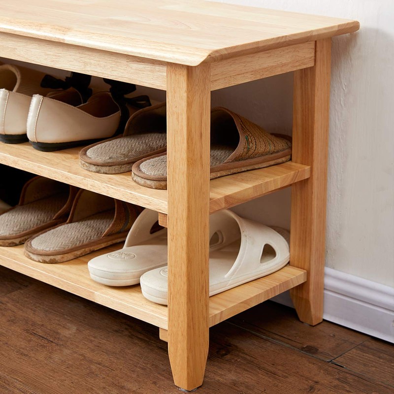 XKZG Storage Bench Wooden Shoe Rack Bench Simple Style Wood