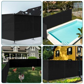 ECOOPTS 5'Hx24'L Privacy Fence Set with Poles and Rails Ground Spikes Fence Kit for Yard Patio Garden Pool (Black)