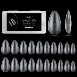 Modelones Medium Almond Nail Tips for Christmas Nails Art, 500Pcs Pre-shaped Full Matte Cover False Nails No Filed Stronger Adhesion Acrylic False Press on Nails for Nail Extension DIY Salon, 10 Sizes