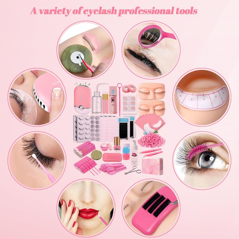 Eyelash Extension Set for Beginners Lash Mannequin Head with Replaced