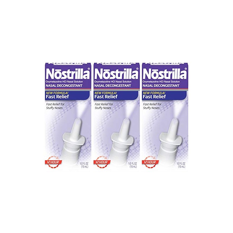 Nostrilla Nasal Decongestant Spray, Stuffy Nose Relief, 0.5 oz (3