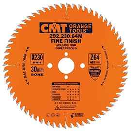 CMT Orange Tools Fine Cut HW 230 x 2.8/1.8 x 30 mm Z = 64 15 ° ATB – 292.230.64 m – CIRCULAR SAW BLADE FOR Cross Sections