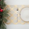 WELTRXE Table Runner with Gold Foil, 28cmx5m Faux Linen Polyester-Cotton