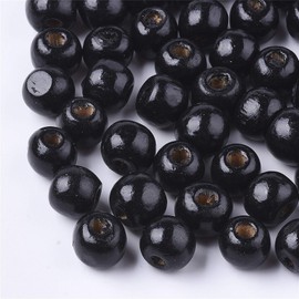 Craftdady 200pcs Round Black Natural Wood Spacer Beads 10mm Wooden Ball Rondelle Loose Beads for DIY Jewelry Craft Making Home Decoration