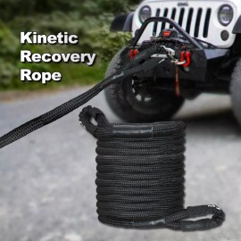 Indusafe 1" x 30' Kinetic Energy Recovery Rope Tow Strap Heavy Duty Snatch Rope W/Shackle