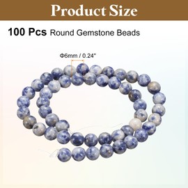 HARFINGTON - 100 abalorio de piedra natural de 6 mm con piedras preciosas redondas, abalorio sueltas, auténticas y lisas para hacer joyas, pulseras, collares, arete, bricolaje