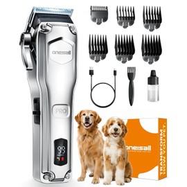 oneisall Dog Clippers for Grooming Thick Hair,Low Noise Dogs Grooming Kit with Detachable Stainless Steel Blade,Dog Shaver for Thick/Matted/Knotted/Fine/Wave/Curly Hair,PC18