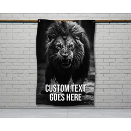 Damdeko;i Custom Lion Gym Flag - Motivational Wall Tapestry for Home Gym Decor