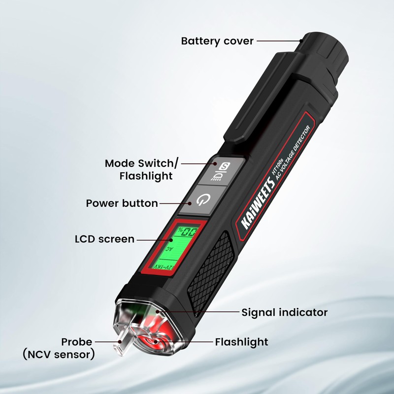 KAIWEETS Voltage Tester/Non-Contact Voltage Tester with Signal Percentage, Dual Range