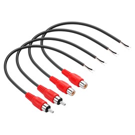 PNGKNYOCN RCA to Bare Wire Cable,2 Pack RCA Male Plug and 2 Pack Female to Speaker Bare Wire Cables for Speakers Amplifier Audio Video AV Receiver（20cm） (red)