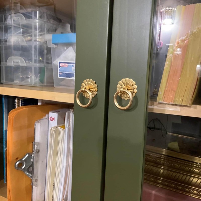 dophee 2Pcs 1.18" Vintage Copper Round Ring Style Dresser Drawer