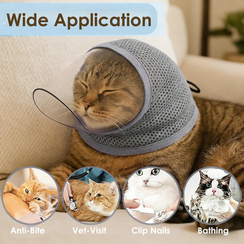 Cat Muzzle for Grooming, Breathable Mesh Cat Head Cover to