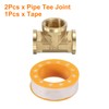 sourcing map 2pcs Brass Tee Pipe Fitting, G1/2" Female 3