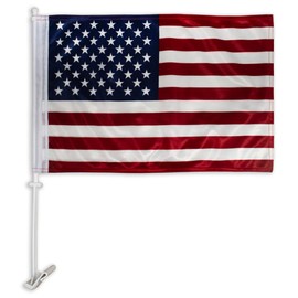 American Flag for Car Independence Day Flags Kit Bandera para Carros Window Clip Pole Mount Truck Rod Auto Accessories Decorations for 4th of July 911 USA Poster Sign Sports Fans Gift Patriotic Decor
