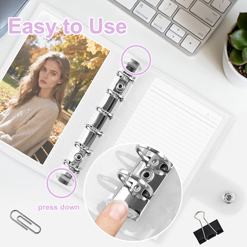 Transparent Seal Book, 6 Ring Binder, Snap-On Waterproof Clear Binder