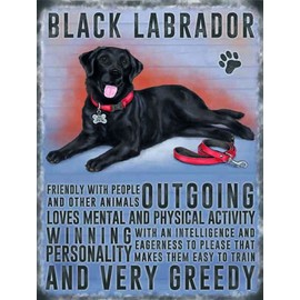 Vintage Style Retro Metal Sign Dog Lovers Owners Gift Tin Pedigree Dogs BLACK LABRADOR
