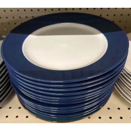Royal Norfolk 2 Royal Norfolk Navy Colbat Blue Rim Stoneware Dinner Plates 10 1/2” Vintage