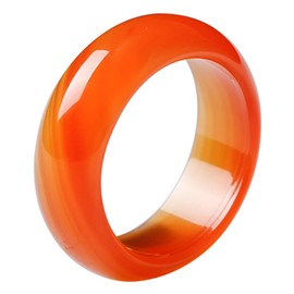 Holibanna Carnelian Crystal Rings Natural Red Carnelian Gemstone Band Ring Carnelian Smooth Doughnut Ring for Women Christmas Anniversary Birthday 17 mm, Agate, Agate