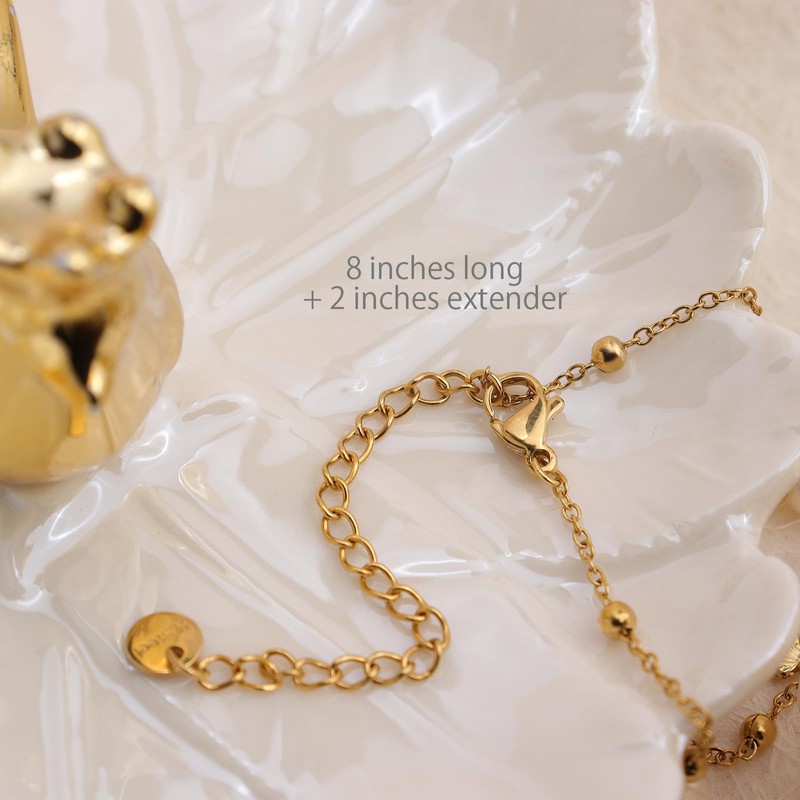 Sonateomber Dainty Gold-Tone Shell Pearl Ankle Bracelet for Women