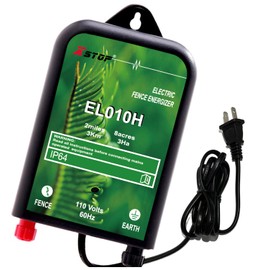 Electric Fence Charger XSTOP EL010H 2 Miles Low Impedance Electric Fence Energizer Output 8500V 0.1Joule Best for Dogs,Horses,Livestock, Squirrels,Deer Electric Fence System